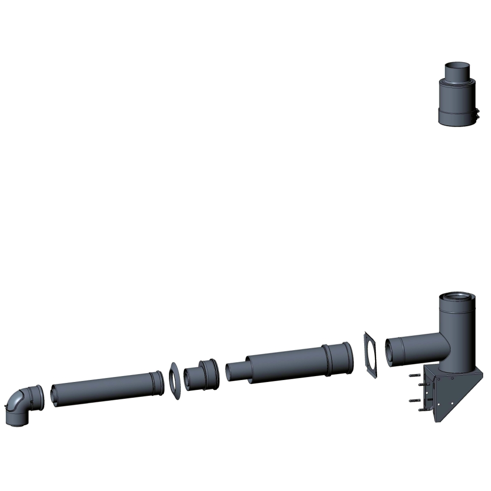 Wolf Grundbausatz DN 60/100 - DN110/160 Mehrfachbelegung, Fassade, 1. Gerät