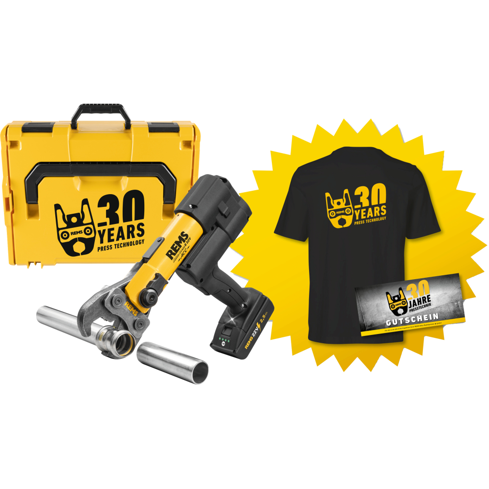 REMS Akku-Radialpresse Akku-Press E 22V ACC B-P L-Boxx inkl. T-Shirt + Gutschein