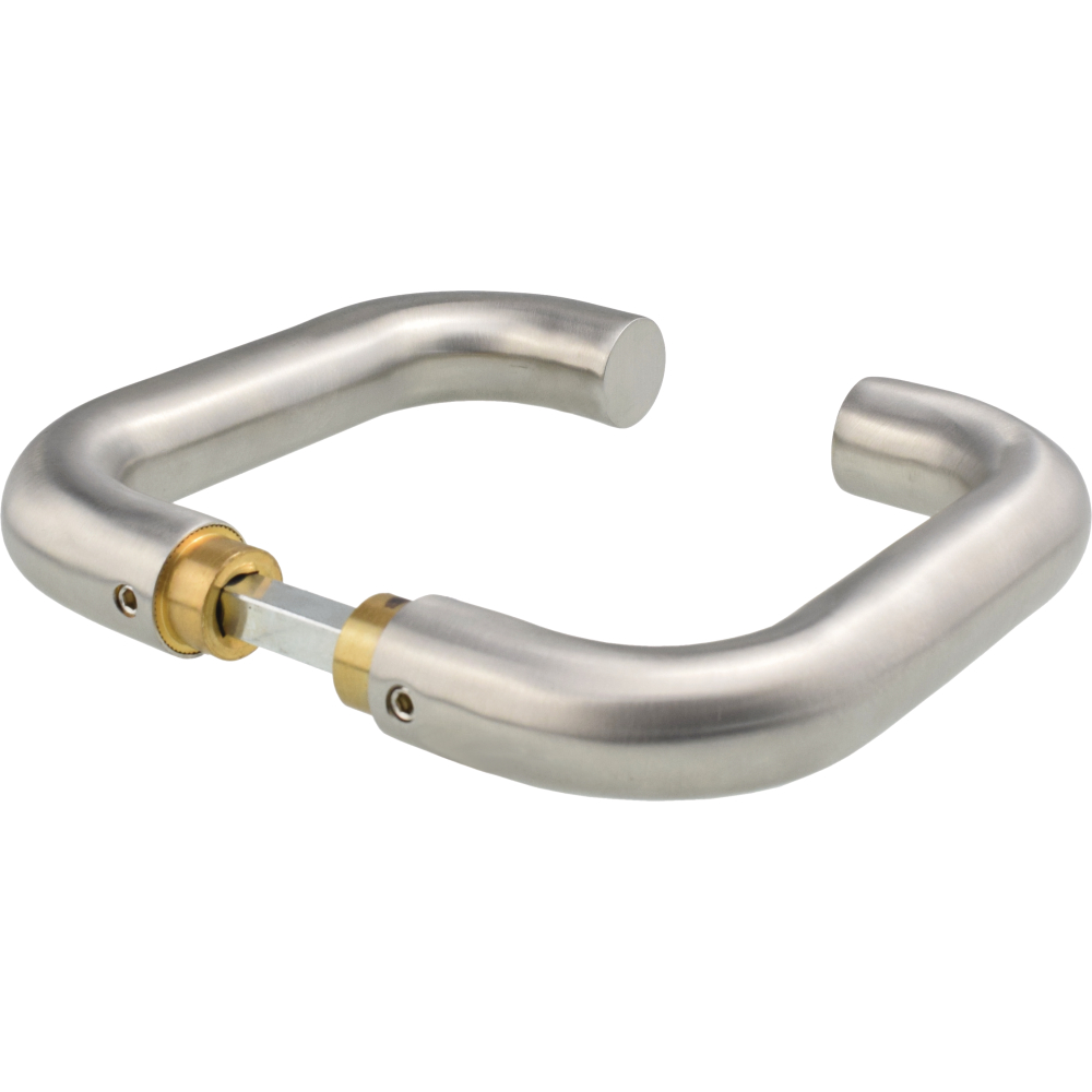 Bever Drückerpaar U-Form geschwungen Edelstahl Vierkantloch 8mm, DIN Ls/Rs,