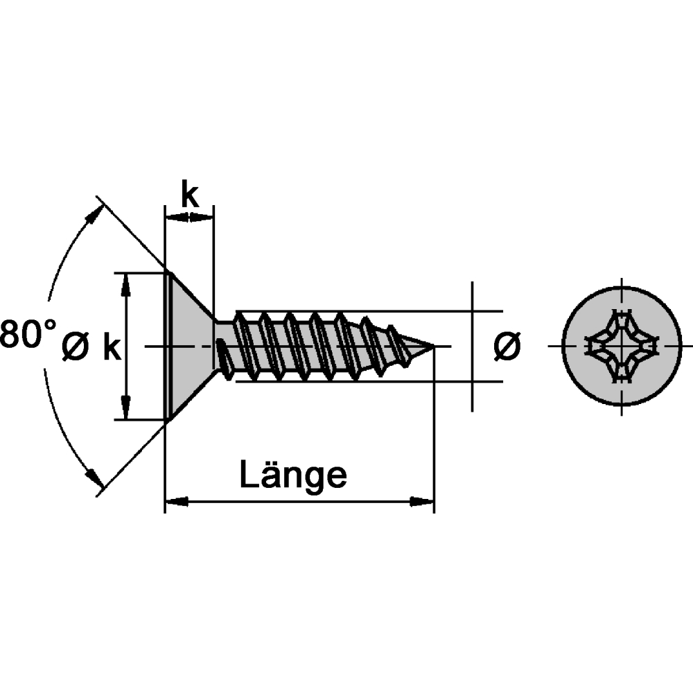 Senk-Blechschrauben DIN 7982 A2