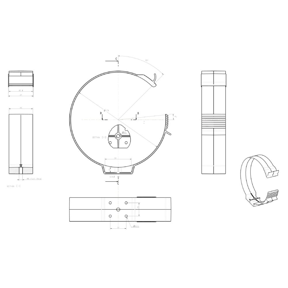 Befestigungssch.CWL Exc. DN 125, für ISO-Rohr