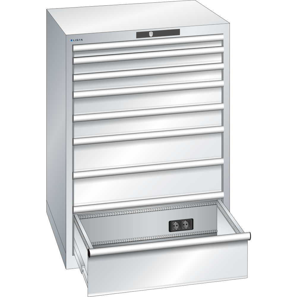 Schubladenschrank 36x36E 717x725x1000 8 Schub., 75kg Typ D2x230V KEYLock