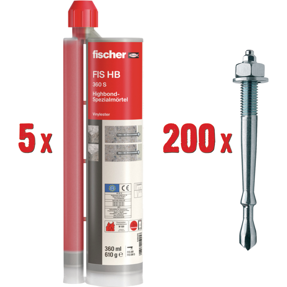 fischer Geländeranker-Set FHB II-A S M12x75/40 A4