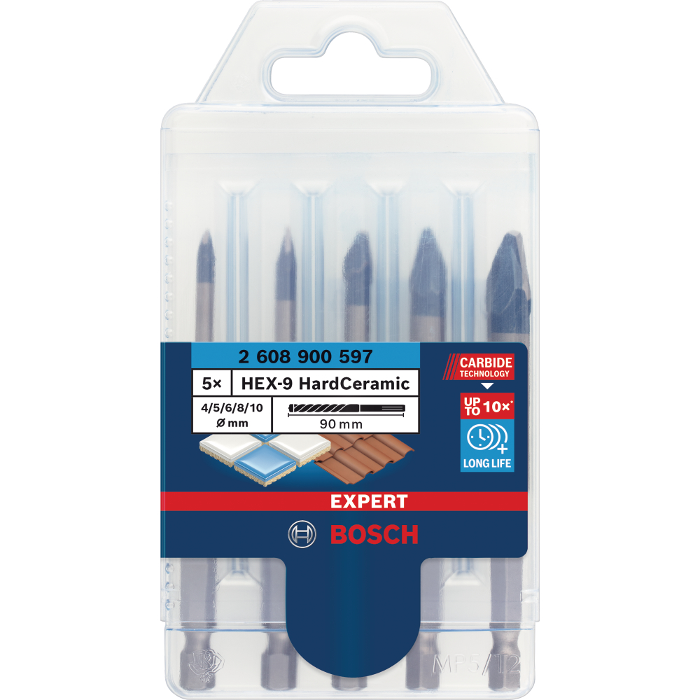 Bosch Bohrer-Set EXPERT HEX-9 Hard Ceramic 4/5/6/8/10x90 mm 5-tlg.