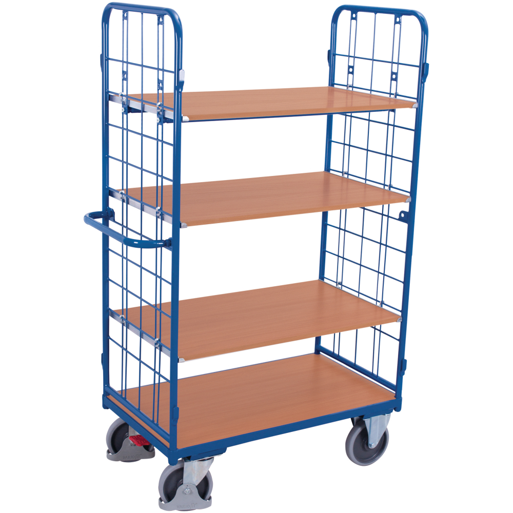 Etagenwagen 500 kg 2 Wand 4 Böden Lad. 1000x700 mm