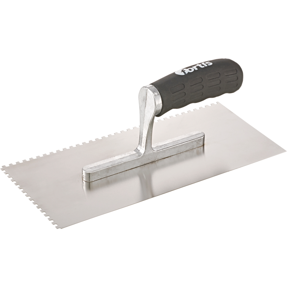 Glättekelle gezahnt rostfrei 10x10mm mit Softgriff FORTIS