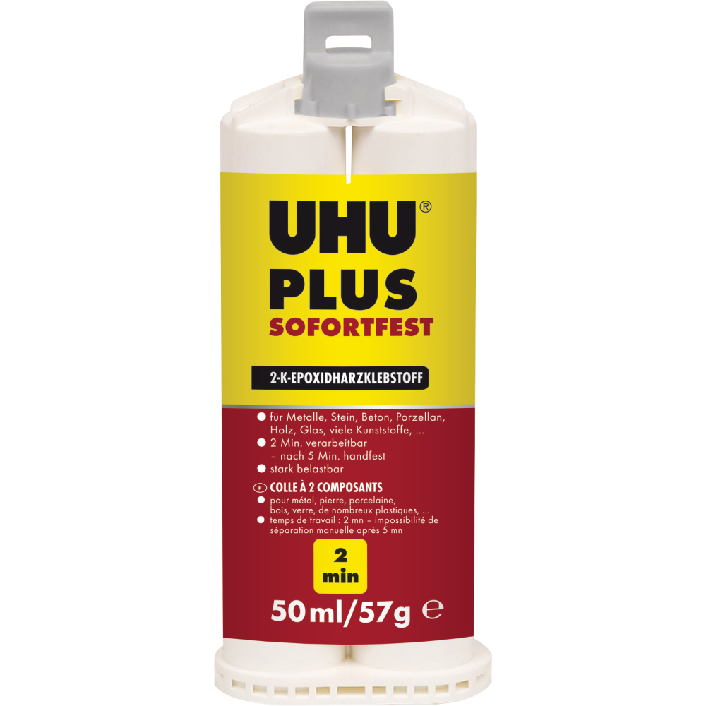 UHU® PLUS SOFORTFEST 2-Komponentenepoxidkleber Kartusche 50ml