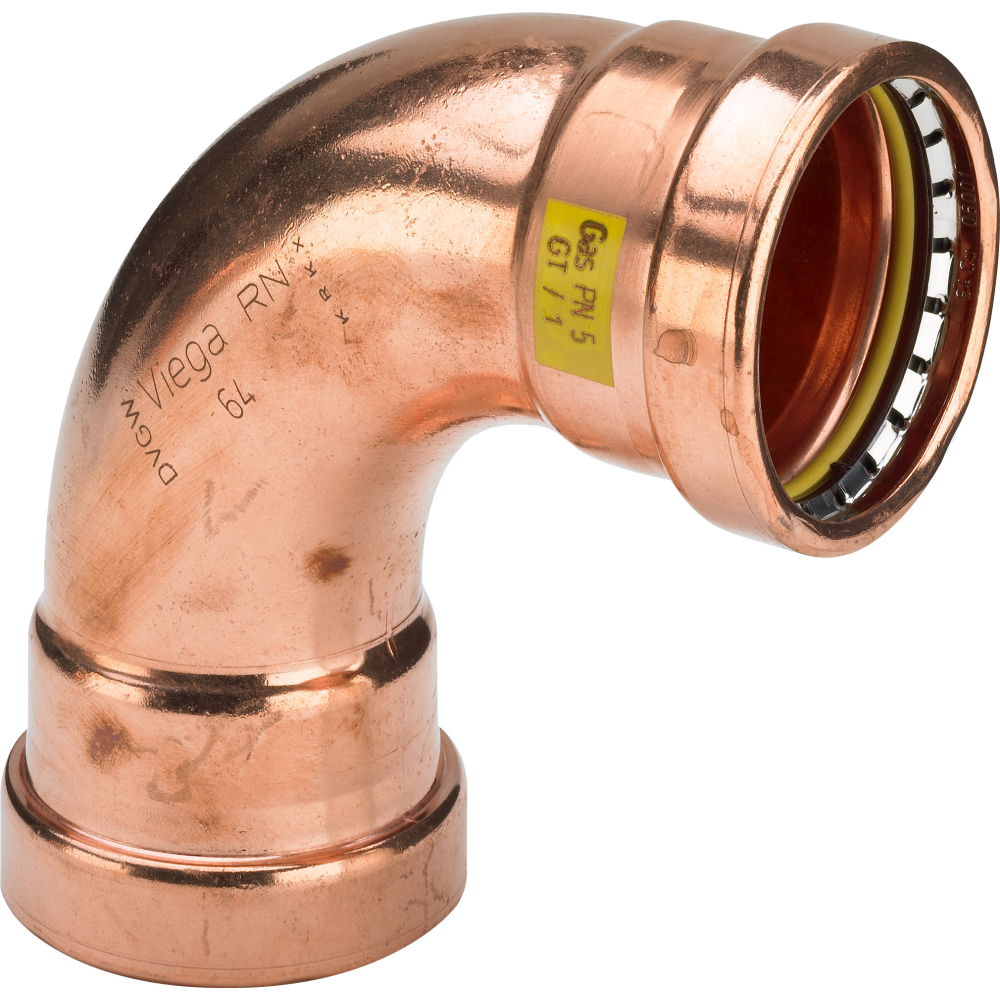 Viega Bogen 90 Grad Profipress G XL 2616XL für Gas in 64,0mm Kupfer