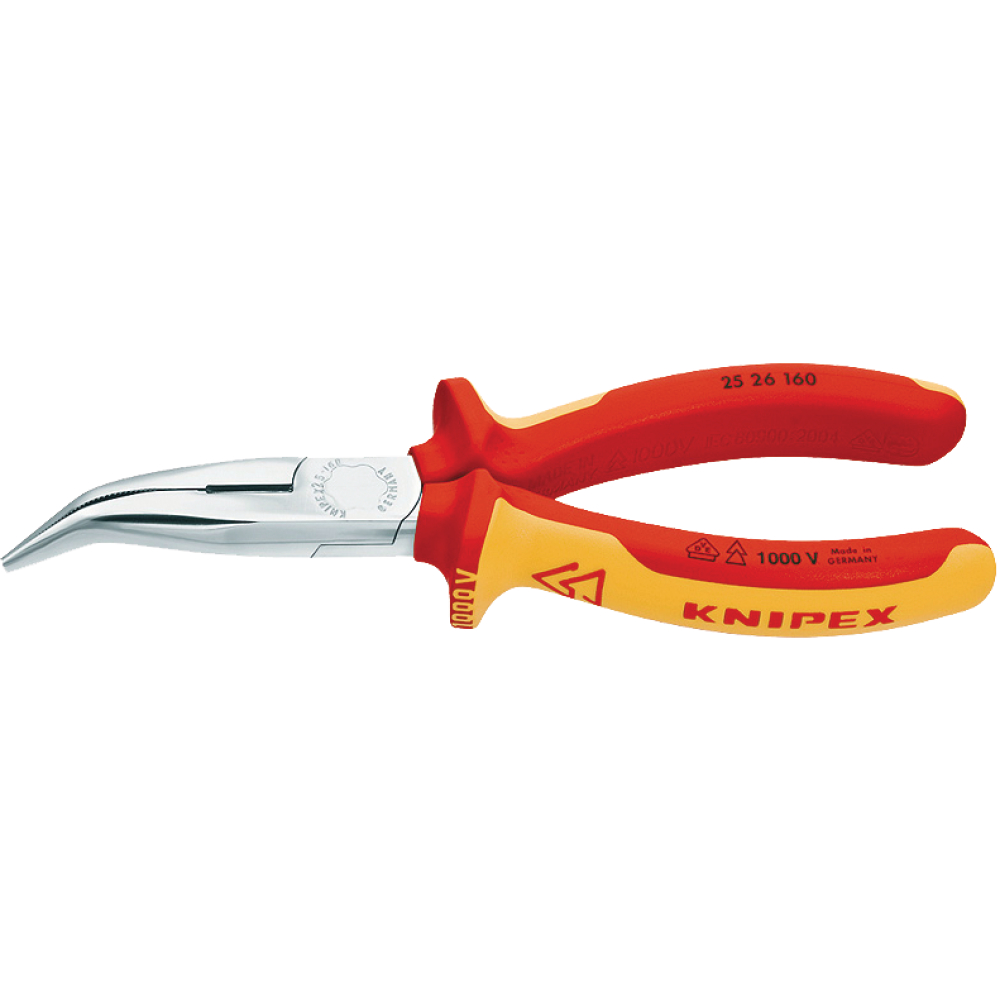 Knipex Flachrundzange VDE 160mm gebogen mit Schneide