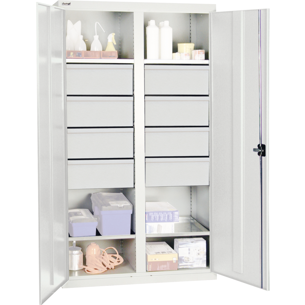 Werkzeugschrank S2000 RAL 7035/7016 4 Wannenböden 6 Schubladen 200mm