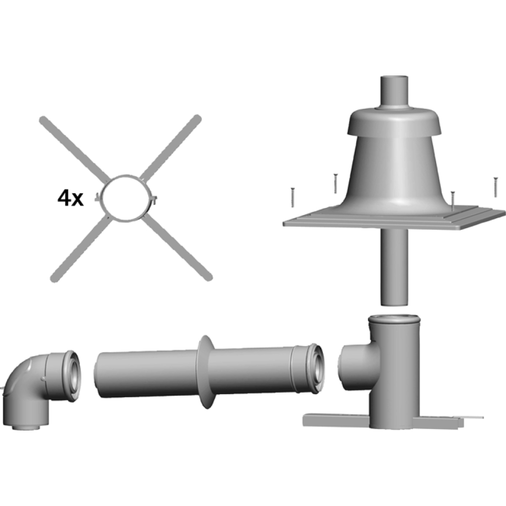 Wolf Anschluss-Set DN110/160 - C33x DN110/160 im Schacht, Abdeckung PP