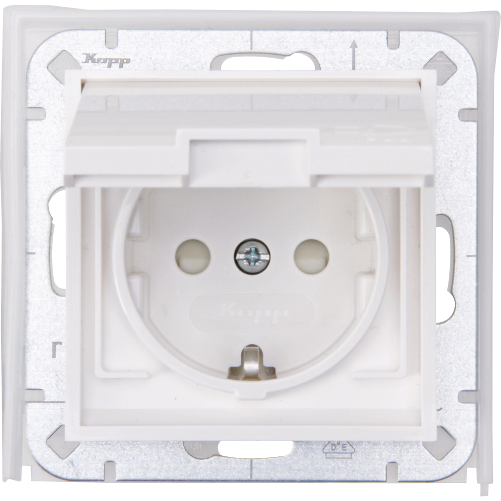 SCHUKO-Steckdosen-Einsatz m. Deckel+Berührungssch.