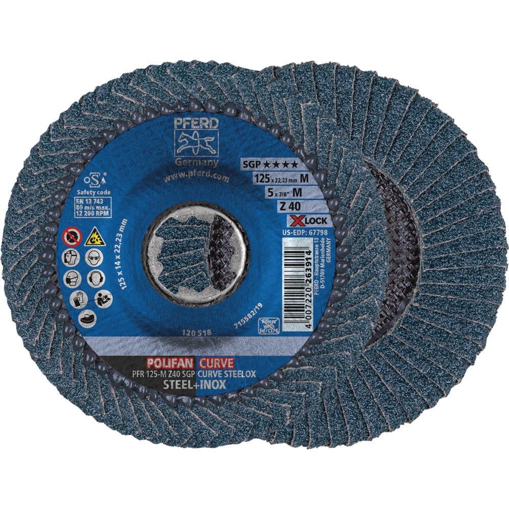 Pferd Fächerschleifscheibe X-LOCK SGP-CURVE 125mm L K40