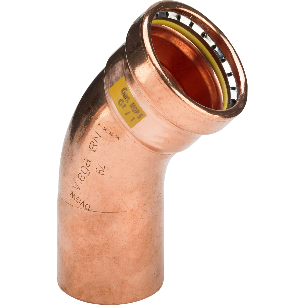 Viega Bogen 45 Grad Profipress G XL 2626.1XL für Gas in 64,0mm Kupfer