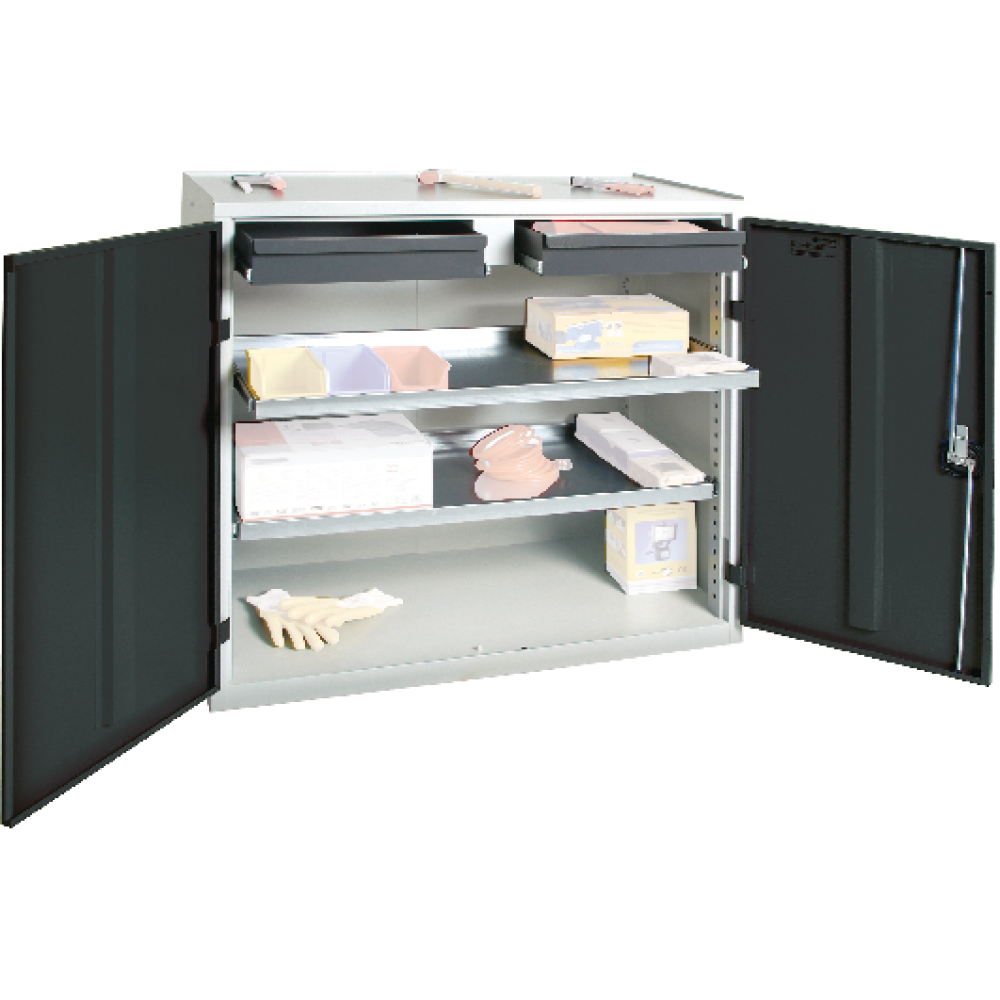 Werkzeugschrank S3000 RAL 7035/7016 2 Schubladen 100mm 2 Wannenböden