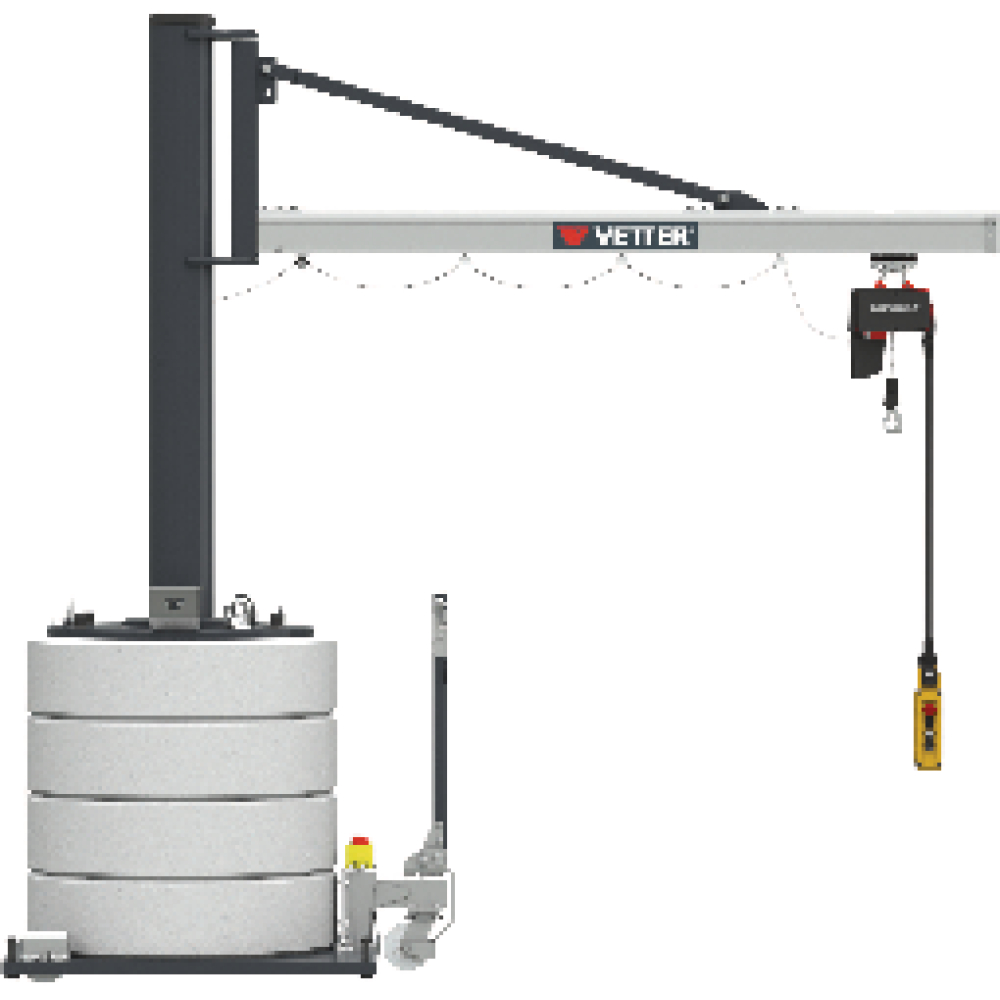 Mobiler Säulenschwenkkran250kg,5,9m,270 MOBILUS+Elektrokettenzug MOB12-US2,5-5,9