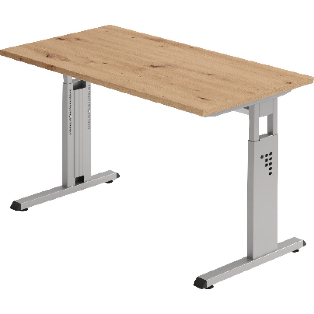 Schreibtisch C-Fuß B 120 x T 67 cm Weiß/silber man. Stufenlos verstellb.