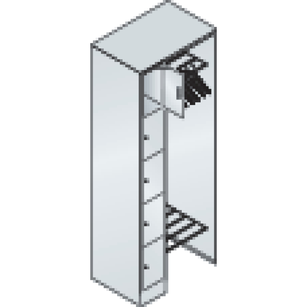 Offene Garderobe B740xT480xH1950 mm RAL 7035 5 Bügel 1x5 Fächer B240 mm CP