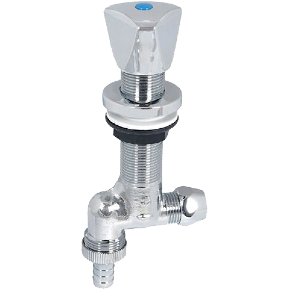 FORMAT Tec Waschgeräte-Untertischventil 1/2", SV, 3-KT, Ans 3/4" unt, verchr.